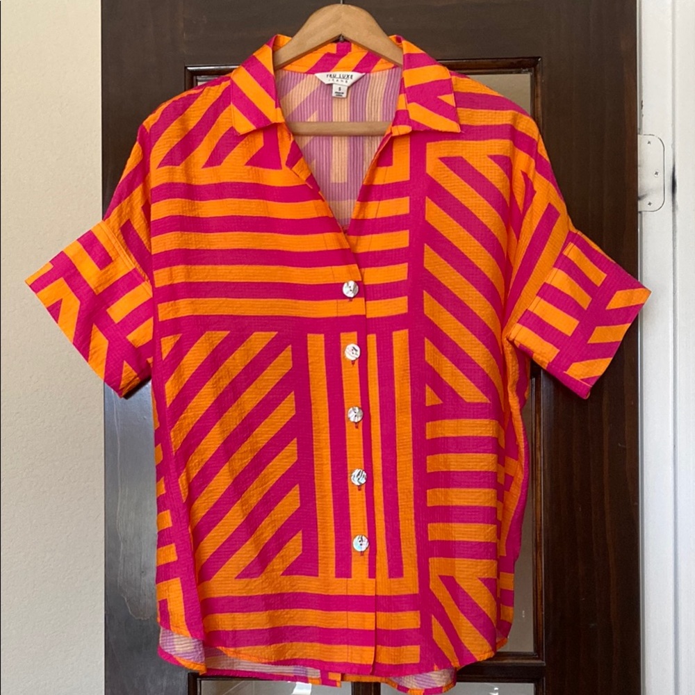 Tru Luxe Pink and Orange striped Shirt